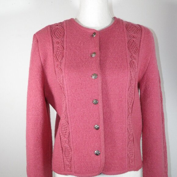 Woodstock by Bernard Jackets & Blazers - Womens Vintage 100% Dusty Pink Wool Cardigan Size EU 42 (US 6) Old Money Core
